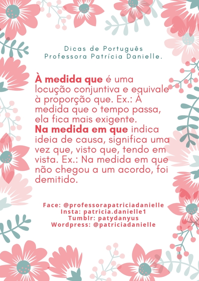 Dicas de Português Professora Patrícia Danielle.